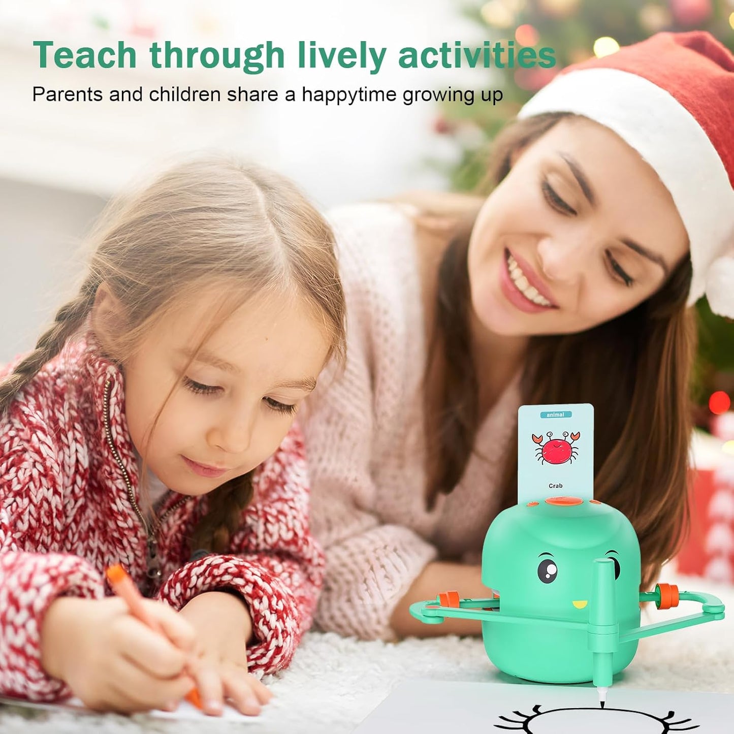 Okos rajzoló robot gyerekeknek | Montessori oktatójáték (5+) – hanginterakció, 16 színes filc, 150 rajzkártya