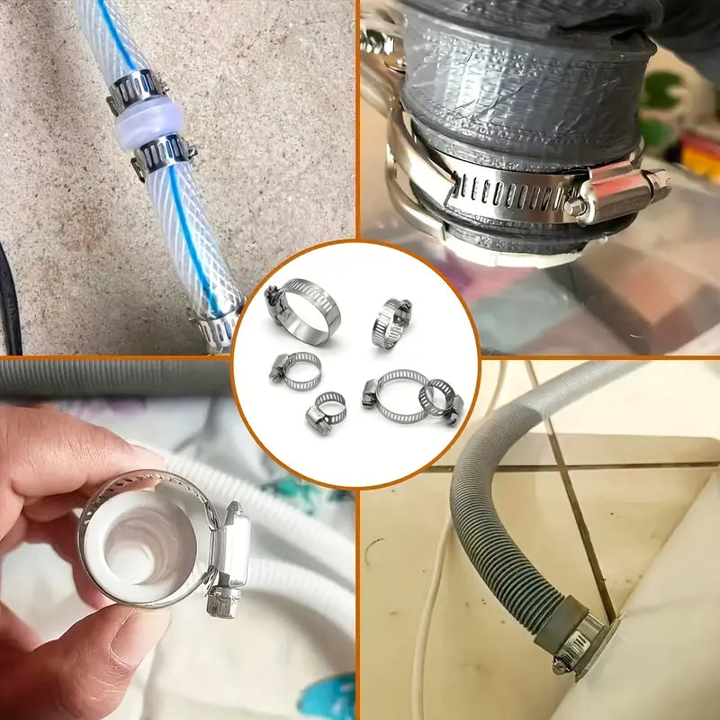 50 darabos rozsdamentes csőbilincs készlet (6–29 mm) – csigahajtásos, rekeszes doboz